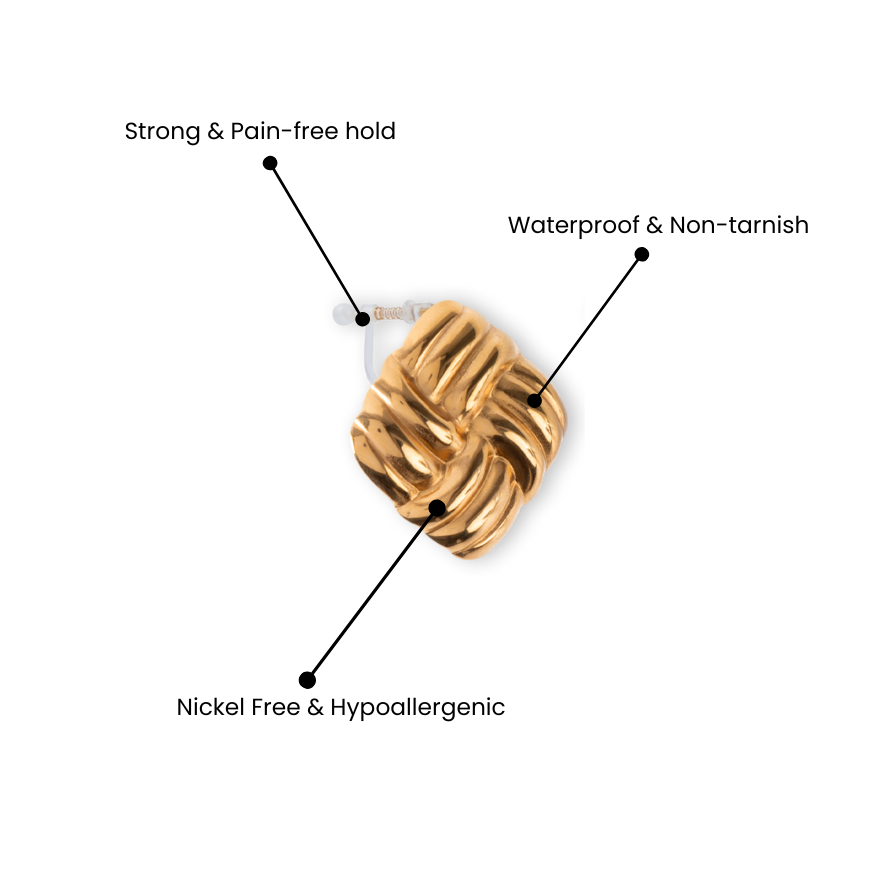 GOLDEN WAFFLES CLIP ON EARRINGS