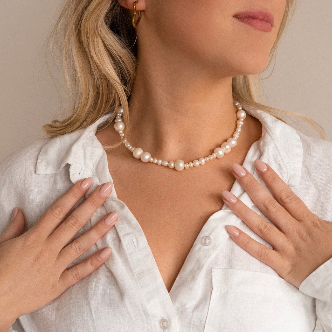 Baroque pearl necklace: big baroque pearls making a chunky simple necklace  - Melbourne Pearls